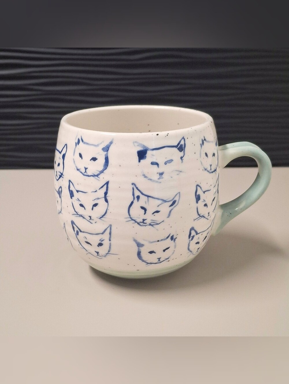 ANTHROPOLOGIE Leah Reena Goren Kitty Cat Sketches Ceramic Mug